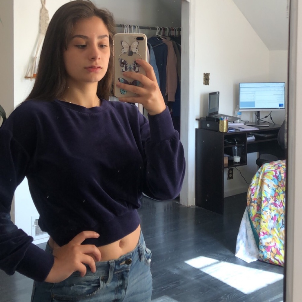 Dark Purple cropped crew neck